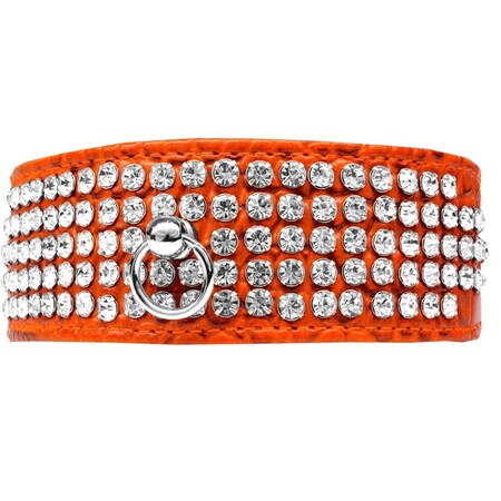 Mirage Pet Products 5 Row Rhinestone Designer Croc Dog CollarOrange Size 12 82-24-ORC12